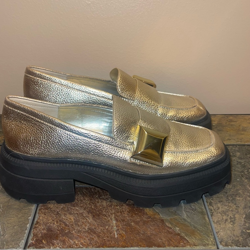 Katy Perry Collections Metallic Gold Loafers - Picture 3 of 5